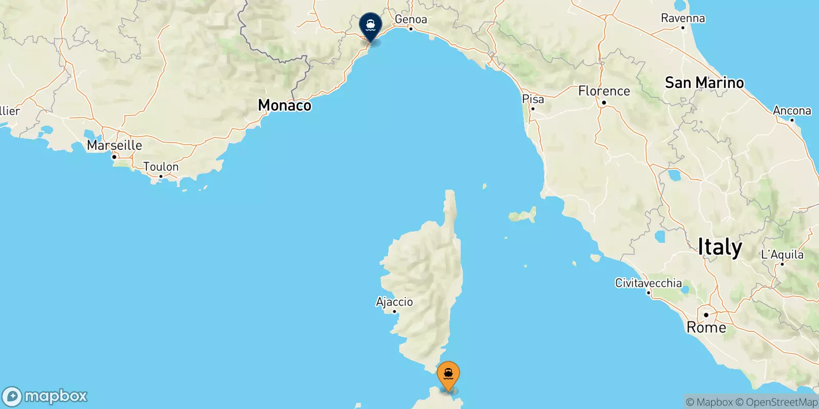 Ferries from Golfo Aranci to Savona