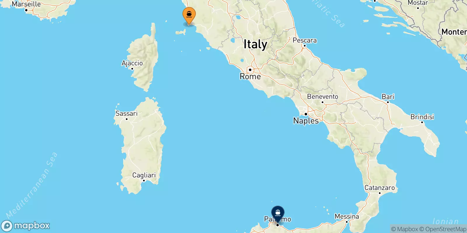 Ferries from Piombino to Sicily