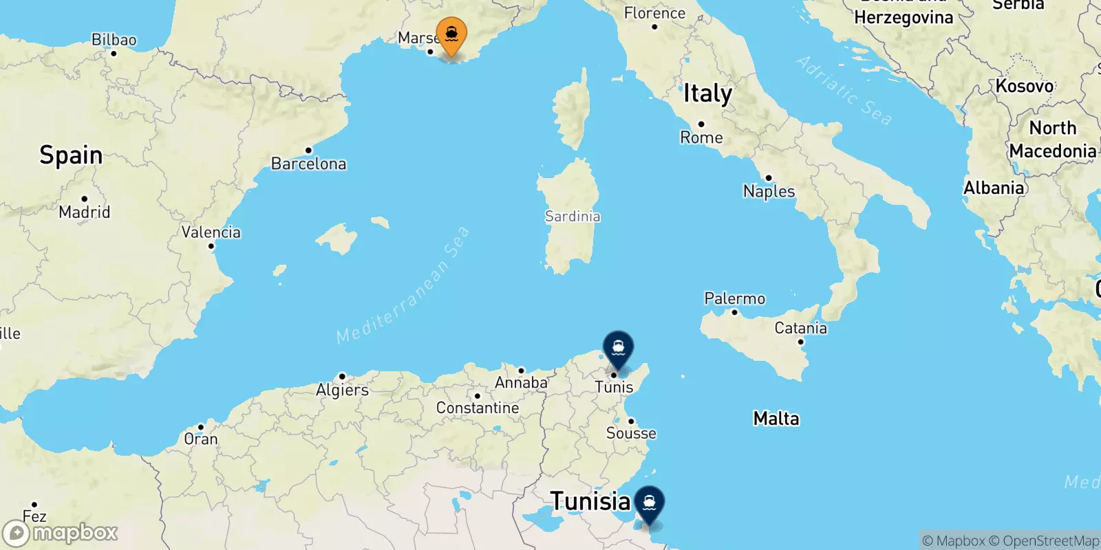 Ferries from Toulon to Tunisia