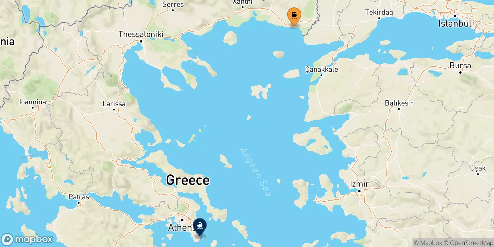 Ferries from Alexandroupoli to Lavrio