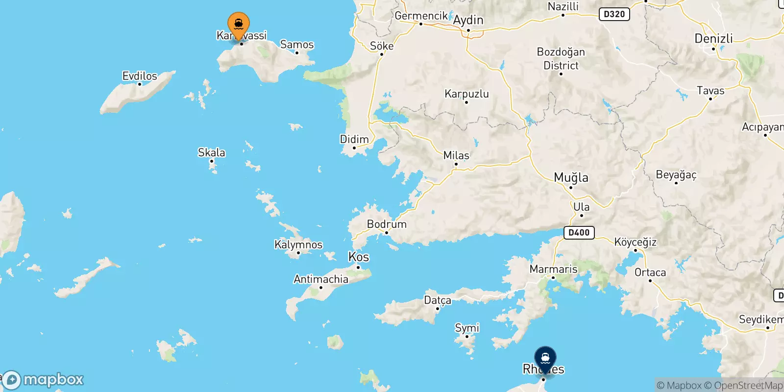 Ferries from Karlovassi (Samos) to Rhodes