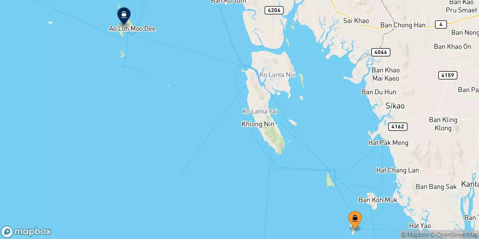 Ferries from Koh Kradan Beach to Koh Phi Phi (Tonsai Pier)